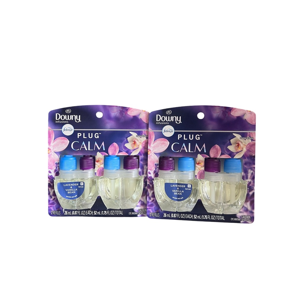 Febreze Downy Infusions Plug Calm Lavender Vanilla Bean Scented Oil Refills 4ct